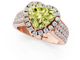 Rose gold Fancy Yellow Heart  Halo Round Diamond Pave Band with Prong Setting 1