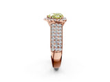 Rose gold Fancy Yellow Heart  Halo Round Diamond Pave Band with Prong Setting 2