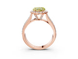 Rose gold Fancy Yellow Heart  Halo Round Diamond Pave Band with Prong Setting 3