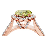 Rose gold Fancy Yellow Heart  Halo Round Diamond Pave Band with Prong Setting 4