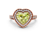 Rose gold Fancy Yellow Heart  Halo Solitaire Diamond Ring with Pave Band and Bezel Setting_49