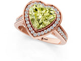 Rose gold Fancy Yellow Heart  Halo Solitaire Diamond Ring with Pave Band and Bezel Setting_50