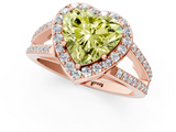 Rose gold Fancy Yellow Heart  Halo Split Shank Diamond Ring with Four-Prong Setting_33