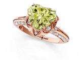 Rose gold Fancy Yellow Heart  Halo Split Shank Pave Diamond Ring with Petal Prong Setting_58