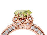 Rose gold Fancy Yellow Heart  Halo Split Shank Pave Diamond Ring with Petal Prong Setting_61