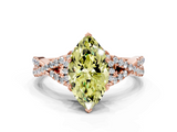 Rose gold Fancy Yellow Heart  Halo Twist Band Solitaire Prong Setting Ring_45