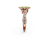 Rose gold Fancy Yellow Heart  Halo Twist Band Solitaire Prong Setting Ring_47
