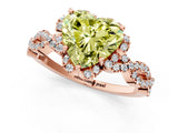 Rose gold Fancy Yellow Heart  Halo Twist Band Solitaire Ring with Six-Prong Setting_33