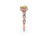 Rose gold Fancy Yellow Heart  Halo Twist Band Solitaire Ring with Six-Prong Setting_34