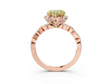 Rose gold Fancy Yellow Heart  Halo Twist Band Solitaire Ring with Six-Prong Setting_35