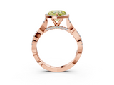 Rose gold Fancy Yellow Heart  Halo Twist Band Solitaire Ring_22