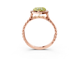 Rose gold Fancy Yellow Heart  Halo Twisted Band Four-Prong Diamond Ring_23