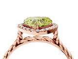 Rose gold Fancy Yellow Heart  Halo Twisted Band Four-Prong Diamond Ring_24