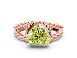 Rose gold Fancy Yellow Heart  Halo Twisted Band Four-Prong Ring_32