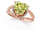 Rose gold Fancy Yellow Heart  Halo Twisted Band Four-Prong Ring_33