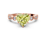 Rose gold Fancy Yellow Heart  Milgrain Bezel Diamond Engagement Ring with Solitaire Prong Setting_196