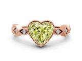 Rose gold Fancy Yellow Heart  Milgrain Marquise Diamond Twist Band Ring_65