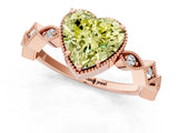 Rose gold Fancy Yellow Heart  Milgrain Marquise Diamond Twist Band Ring_66