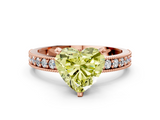 Rose gold Fancy Yellow Heart  Milgrain Pave Diamond Engagement Ring with Four-Prong Setting_156