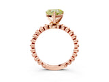 Rose gold Fancy Yellow Heart  Solitaire Beaded Band Prong Setting Ring 3