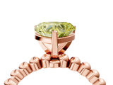 Rose gold Fancy Yellow Heart  Solitaire Beaded Band Prong Setting Ring 4