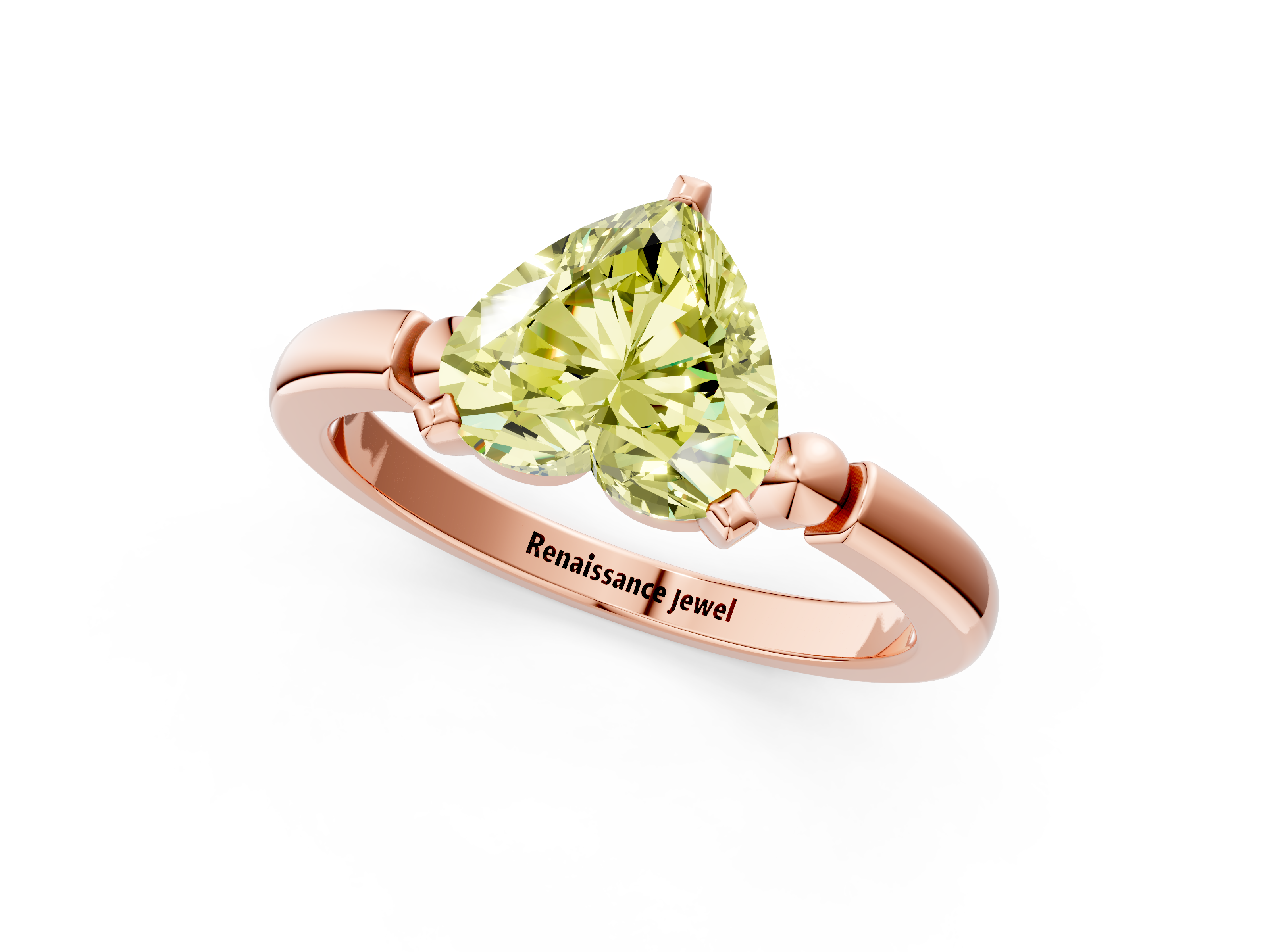 Rose gold Fancy Yellow Heart  Solitaire Beaded Band with Four-Prong Setting_25