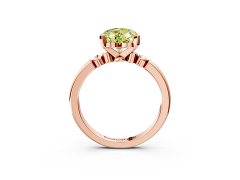 Rose gold Fancy Yellow Heart  Solitaire Beaded Band with Four-Prong Setting_27