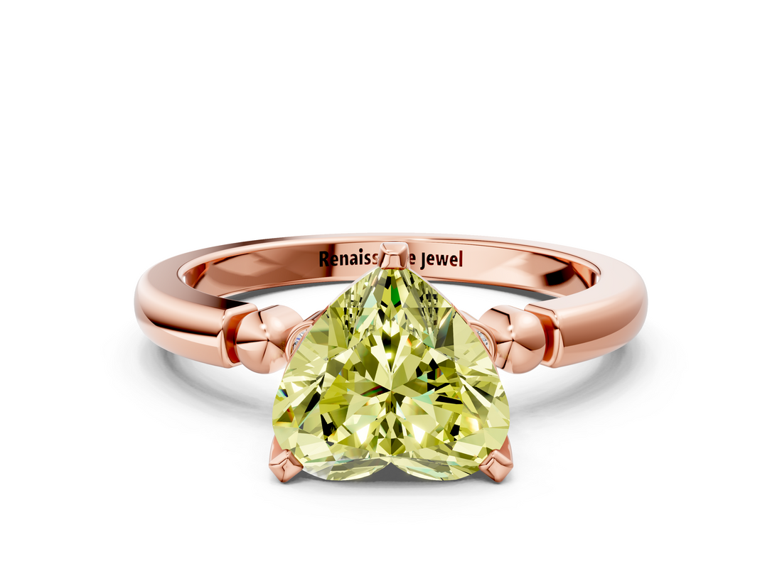 Rose gold Fancy Yellow Heart  Solitaire Beaded Band with Four-Prong Setting_59