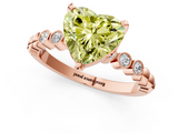Rose gold Fancy Yellow Heart  Solitaire Bezel Accent Diamond Engagement Ring with Beaded Band and Four-Prong Setting_25