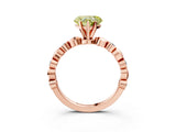Rose gold Fancy Yellow Heart  Solitaire Bezel-Set Diamond Ring with Beaded Band and Four-Prong Setting_35