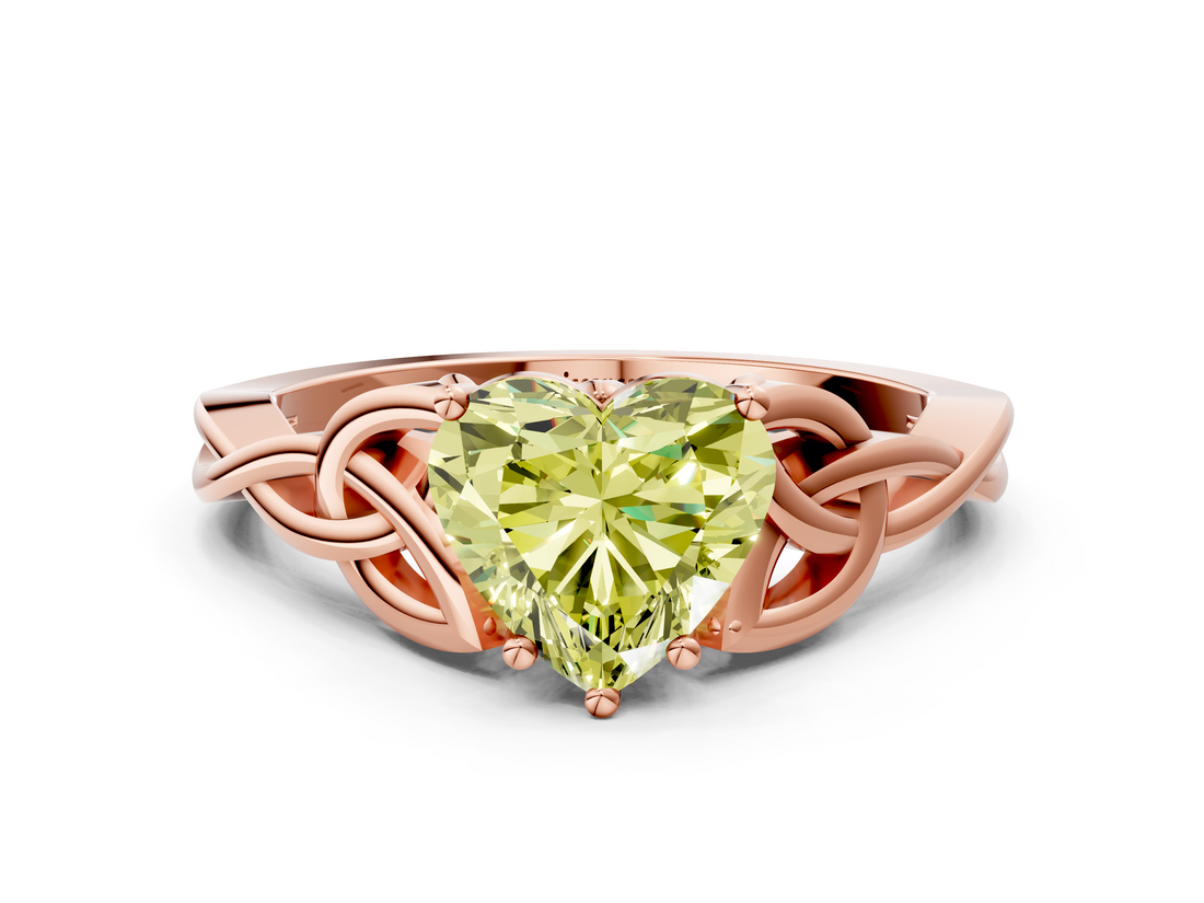 Rose gold Fancy Yellow Heart  Solitaire Celtic Knot Engagement Ring with Four-Prong Setting_41