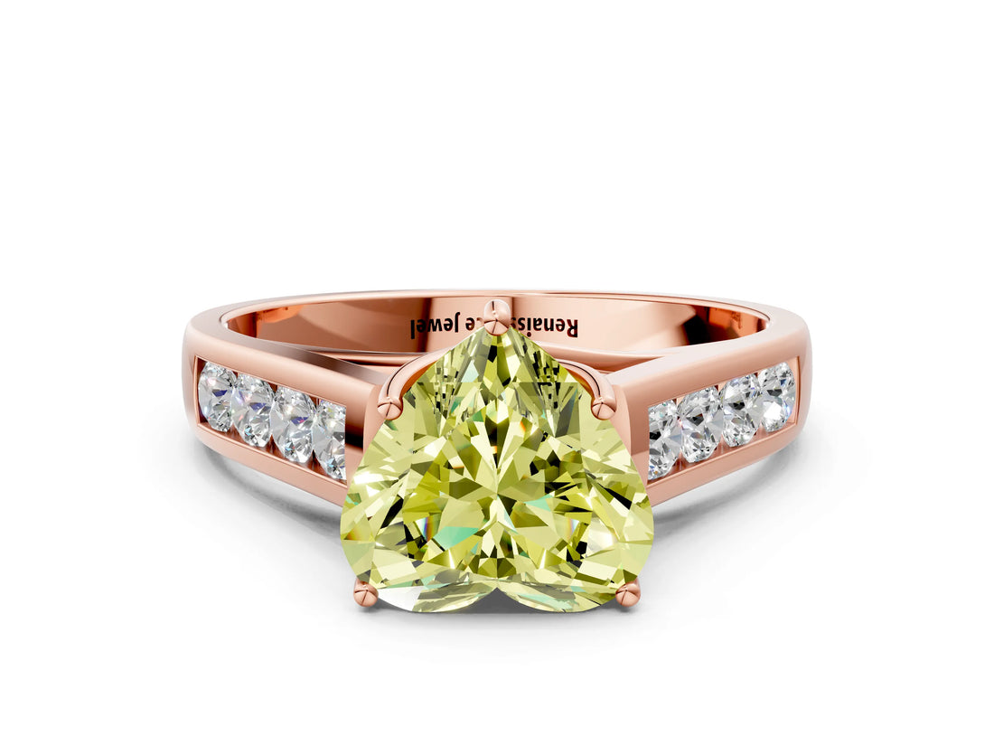 Rose gold Fancy Yellow Heart  Solitaire Channel-Set Diamond Engagement Ring with Four-Prong Setting_32