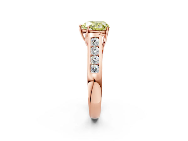 Rose gold Fancy Yellow Heart  Solitaire Channel-Set Diamond Engagement Ring with Four-Prong Setting