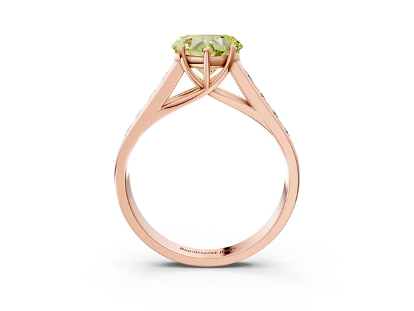 Rose gold Fancy Yellow Heart  Solitaire Channel-Set Diamond Engagement Ring with Four-Prong Setting