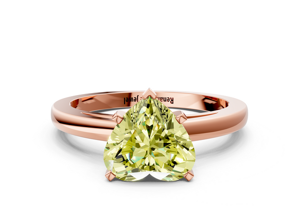 Rose gold Fancy Yellow Heart  Solitaire Diamond Engagement Ring with Four-Prong Setting on a Classic Band