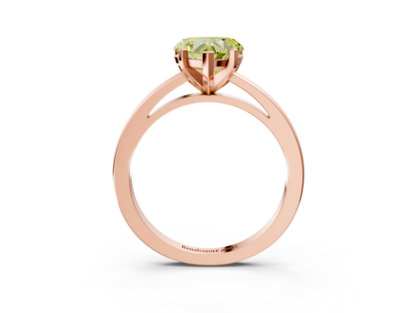 Rose gold Fancy Yellow Heart  Solitaire Diamond Engagement Ring with Four-Prong Setting on a Classic Band
