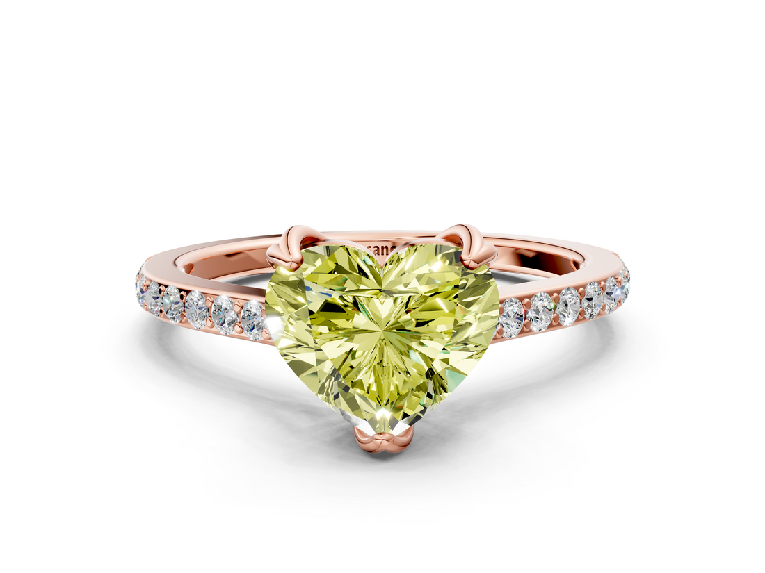 Rose gold Fancy Yellow Heart  Solitaire Diamond Engagement Ring with Pave Band and Six-Prong Setting_20