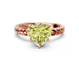 Rose gold Fancy Yellow Heart  Solitaire Diamond Engagement Ring with XO Engraved Band and Four-Prong Setting 1
