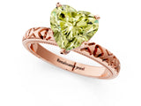 Rose gold Fancy Yellow Heart  Solitaire Diamond Engagement Ring with XO Engraved Band and Four-Prong Setting 2