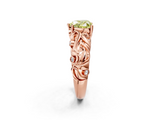 Rose gold Fancy Yellow Heart  Solitaire Diamond Leaf Vine Band with Prong Setting_49
