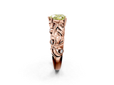 Rose gold Fancy Yellow Heart  Solitaire Diamond Leaf Vine Band with Prong Setting_50