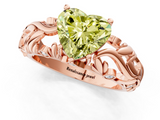 Rose gold Fancy Yellow Heart  Solitaire Diamond Leaf Vine Band with Prong Setting_51