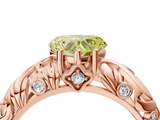 Rose gold Fancy Yellow Heart  Solitaire Diamond Leaf Vine Band with Prong Setting_52