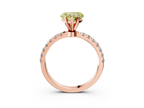 Rose gold Fancy Yellow Heart Cut Diamond Solitaire Ring with Pavé Accents and Four-Prong Setting
