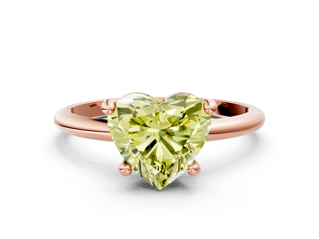 Rose gold Fancy Yellow Heart  Solitaire Diamond Ring with 4-Prong Setting on a Classic Band_3