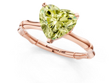 Rose gold Fancy Yellow Heart  Solitaire Diamond Ring with Bamboo Band and Four-Prong Setting_59