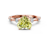 Rose gold Fancy Yellow Heart  Solitaire Diamond Ring with Bezel Set Side Stones and Prong Setting_3