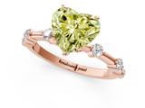 Rose gold Fancy Yellow Heart  Solitaire Diamond Ring with Bezel Set Side Stones and Prong Setting_4