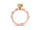 Rose gold Fancy Yellow Heart  Solitaire Diamond Ring with Bezel Set Side Stones and Prong Setting_6
