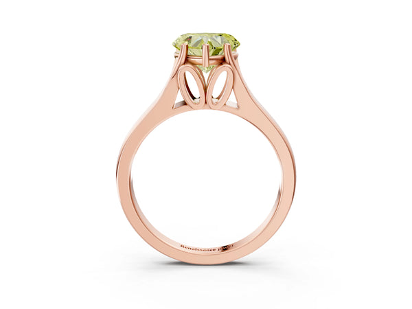 Rose gold Fancy Yellow Heart  Solitaire Diamond Ring with Cathedral Band and Four-Prong Setting